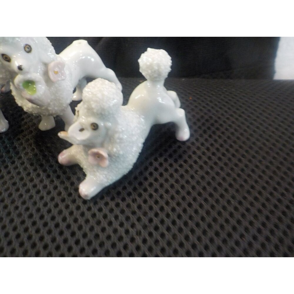 5 Vintage Miniature French Poodle Spaghetti Figurines Japan Sugar Coat Porcelain - Picture 9 of 9